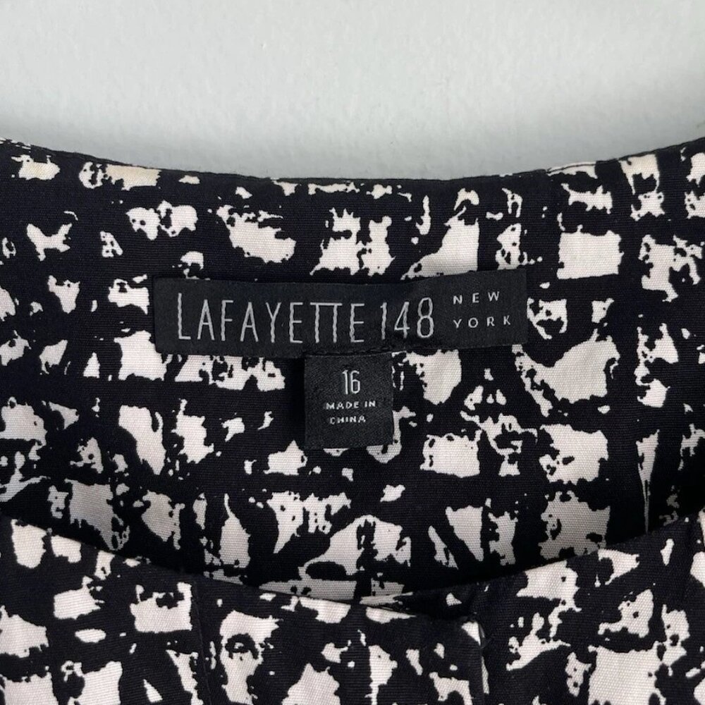Lafayette 148 Black White Print 3/4 Sleeve Belted Jacket - Picture 2 of 8
